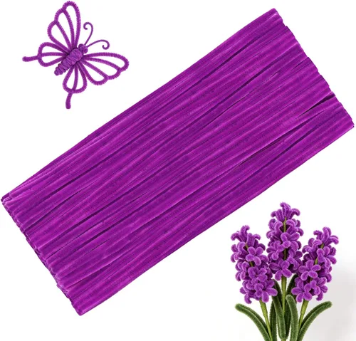 Miniatura 28 de 100 Piezas Limpiapipas Morados, Limpiapipas para Manualidades DIY Artes y Artesanías Decoraciones, Tallos de Chenilla (Morado)