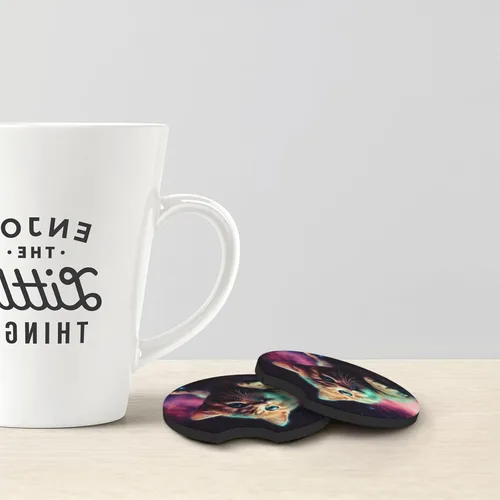 Miniatura 4 de Portavasos para automóvil con estampado de gato Galaxy para portavasos universales antideslizantes, paquete de 2 soportes para tazas, almohadilla