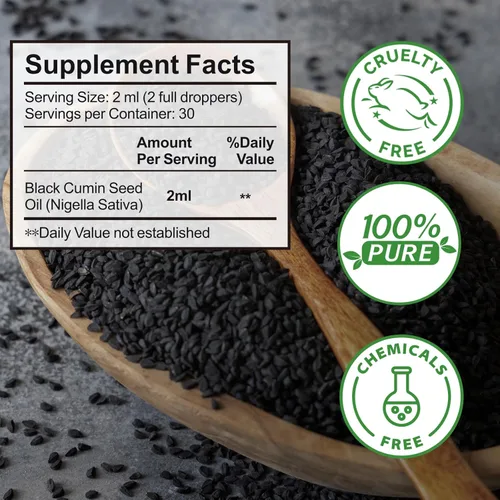 Miniatura 7 de Aceite de Semilla Negra – Aceite de Semilla Negra 100% puro sin refinar, orgánico natural prensado en frío con 2% TQ y una armonía dinámica