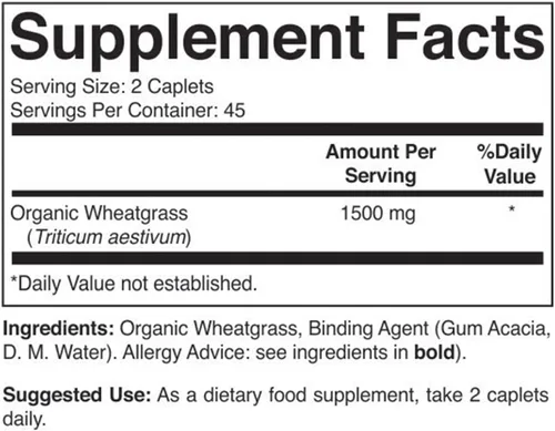 Miniatura 3 de Brieofood Hierba de trigo orgánica 1500 mg, 45 porciones, vegetariana, sin gluten, 90 tabletas vegetarianas
