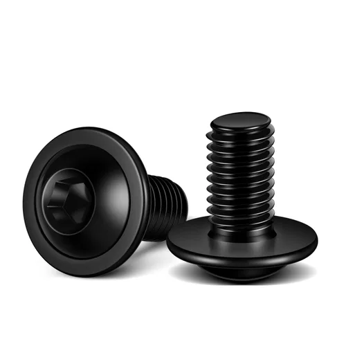 Miniatura 20 de Tornillos de cabeza de botón con brida M5 x 0.472 in, acero inoxidable 18-8 (304), totalmente roscado, unidad de enchufe Allen, 100 unidades plateado
