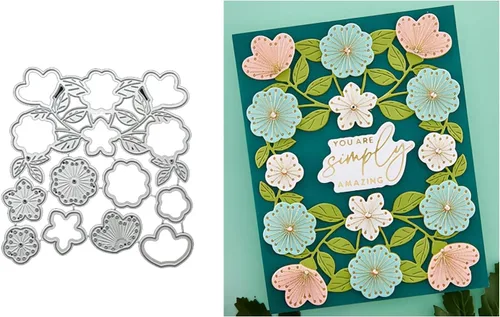 Miniatura 7 de Troqueles de metal ovalados de arco y flores para hacer tarjetas, plantillas de corte para álbumes de recortes, álbum de fotos, plantilla de 01