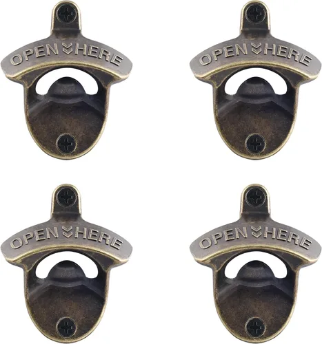 Miniatura 29 de 15 paquetes clásicos de abridor de tapa de cerveza montado en la pared, abridor de botellas negro con tornillo, abridor de tapas de botellas