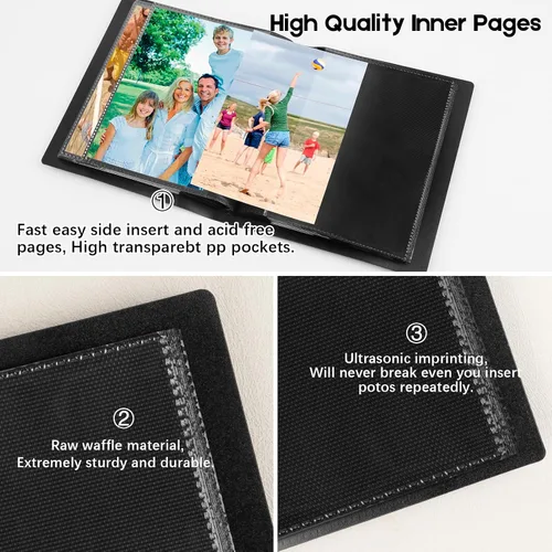 Miniatura 5 de Álbum de fotos pequeño, página interior negra con fuerte banda elástica, cada uno con capacidad para 64 fotos, mini libro de 4 x 6 pulgadas, álbum