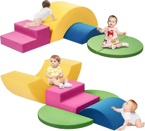 Edbuosy Juguetes de escalada suaves para niños pequeños, juego de 5 bloques de escalada de espuma para bebés, para interiores, juguetes de escalada
