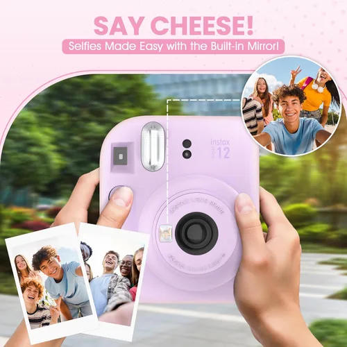 Miniatura 3 de Fujifilm Instax Mini 12 Cámara Instantánea Morado Lila + Funda de Diseño Personalizado Minimate + Película Fuji Instax 10 Hojas y Álbum de Fotos