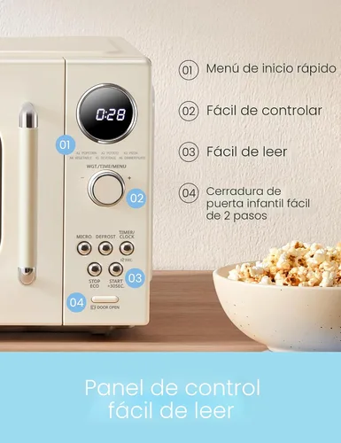 Miniatura 3 de COMFEE' Horno microondas retro, microondas pequeño con 6 menús automáticos, microondas compacto de encimera de 0.9 pies cúbicos con cocción