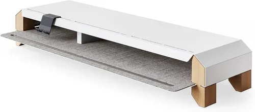 Miniatura 9 de Fenge Soporte de monitor para escritorio, elevador de monitor doble de 39 pulgadas para 2 monitores, estante de escritorio de madera maciza