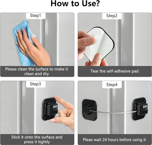 Miniatura 5 de Cerradura de refrigerador, cerradura de nevera resistente, cerradura de combinación para armarios de refrigerador, cajones, seguridad, fácil