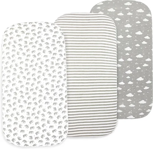 Miniatura 27 de Organic Cotton Bassinet Sheets, 3-Pack Fitted Bassinet Mattress Sheets for Baby Boys & Girls Compatible with Halo BassiNest, Graco, Baby Delight &
