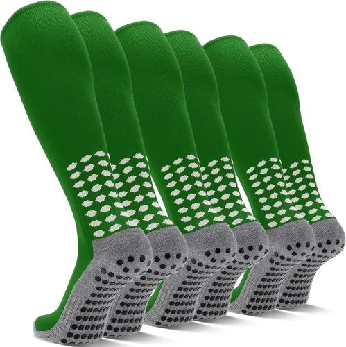 Miniatura 17 de 3 pares de calcetines de fútbol de agarre para hombre, acolchados, antideslizantes, para fútbol, baloncesto, deportes, hasta la rodilla, calcetines