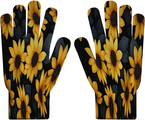 Pétalos Amarillos - Guantes de invierno para correr para hombres y mujeres, compatibles con pantalla táctil para ciclismo, ciclismo, deportes y