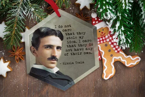 Miniatura 3 de Nikola Tesla - Adorno navideño de cristal de científicos famosos