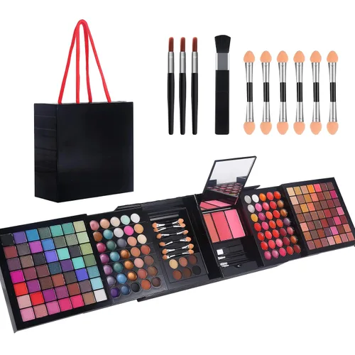 Kit de maquillaje profesional de 177 colores para mujeres y niñas, kit completo de regalo con espejo, paleta de maquillaje todo en uno que incluye