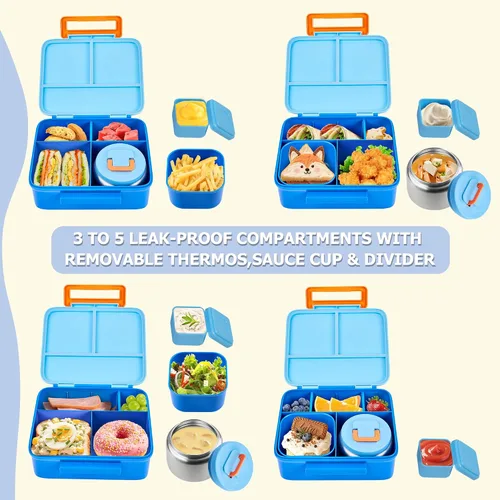 Miniatura 5 de Lonchera Bento para niños con termo, a prueba de fugas, con tarro de comida aislado de 8 onzas, bolsa de almuerzo, sin BPA, apta para lavavajillas