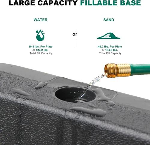 Miniatura 2 de SZHLUX 4 piezas de 185 libras de capacidad de alta resistencia voladiza Offset Base de sombrilla de patio, base cuadrada resistente al viento