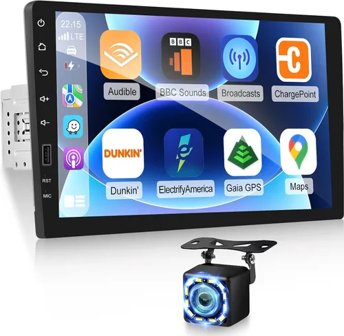 Miniatura 8 de Estéreo de coche de 9 pulgadas con pantalla táctil de un solo DIN compatible con Apple Carplay y Android Auto, radio de coche Bluetooth con cámara