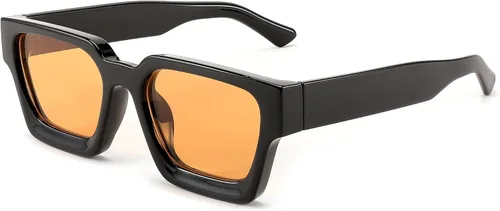 Miniatura 120 de FEISEDY Gafas de sol cuadradas retro de los años 90 para mujeres y hombres, gafas de sol rectangulares gruesas de moda con protección UV400 B2385