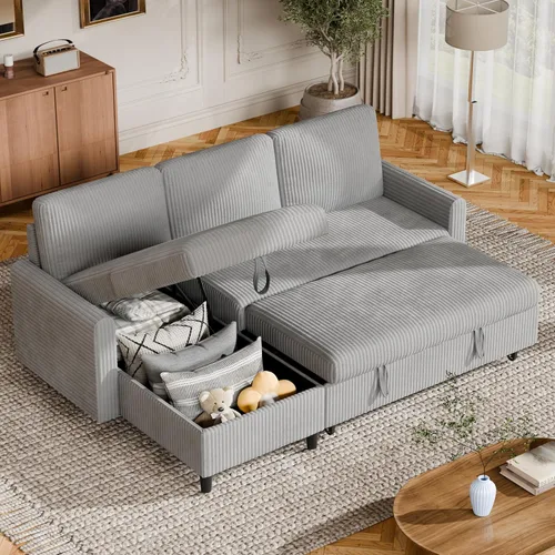 Miniatura 9 de Vongrasig Sofá cama con almacenamiento para espacios pequeños, sofá convertible pequeño extraíble con diván de almacenamiento, sofá cama modular