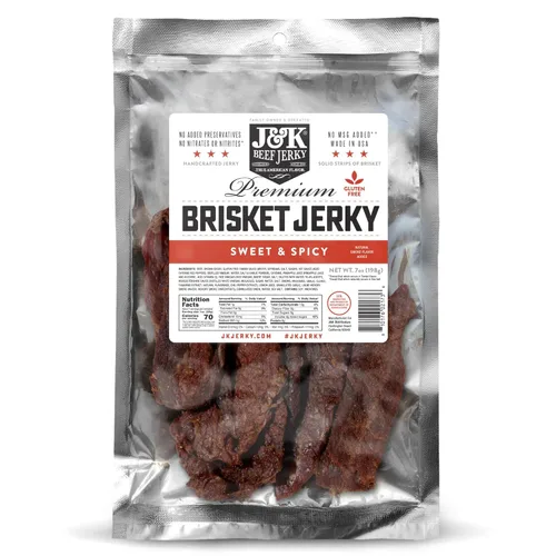 Miniatura 11 de J&K - Cecina de pechuga de res – Sabor BBQ – Hecho a mano en lotes pequeños hechos en Estados Unidos – Aperitivo audaz y ahumado – Bolsa grande de 7