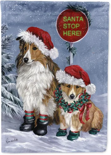 Miniatura 367 de Caroline's Treasures PPP3097CHF - Pijama de Navidad con diseño de bulldog francés para colgar en la pared, poliéster, tamaño de casa, multicolor