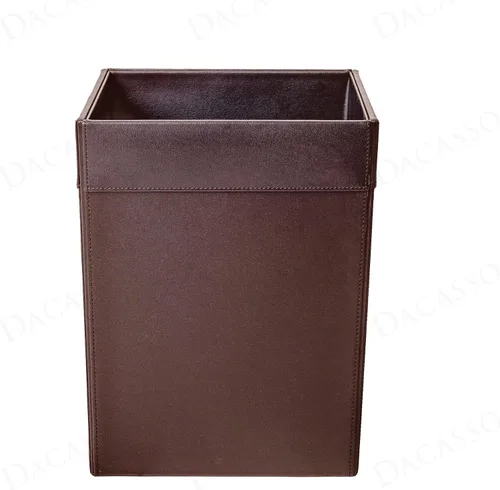 Miniatura 9 de Cesta de basura cuadrada de cuero negro clásico