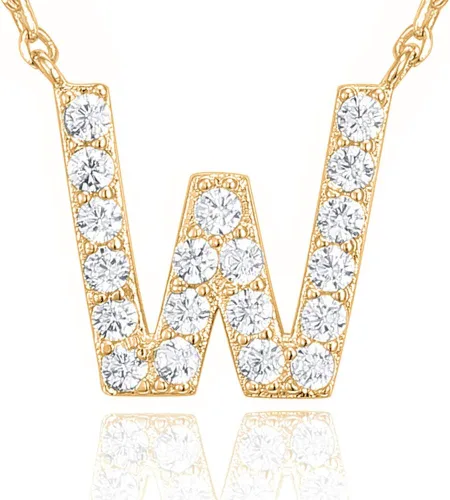 Miniatura 102 de PAVOI 14K White Gold Plated Cubic Zirconia Initial Necklace Letter Dainty Necklaces for Women