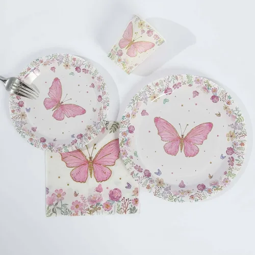 Miniatura 13 de Efavormart - Juego de vajilla de papel de goteo de 72 piezas, color oro rosa, platos desechables para cena y postre con tazas a juego para dulces 16