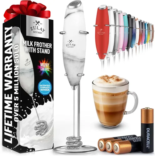 Miniatura 61 de Zulay Kitchen Espumador de leche de mano con pilas Duracell AA – Mezclador eléctrico ultrarrápido y creador de espuma, mezclador de bebidas fácil