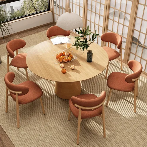 Miniatura 32 de Juego de 2 sillas de comedor para cocina, tapizadas, modernas, de cuero, original/beige