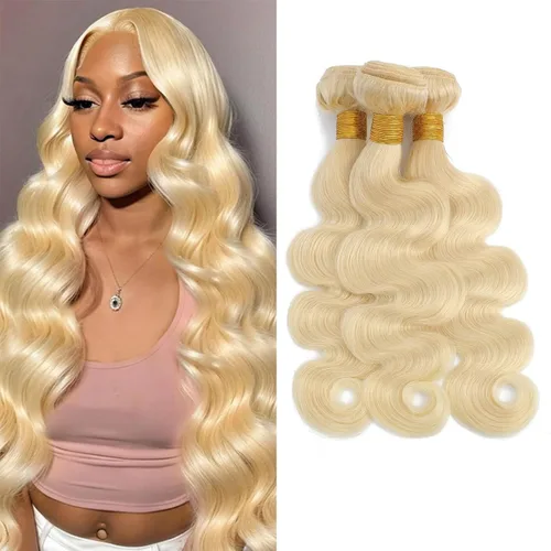 Miniatura 16 de 613 paquetes de cabello humano rubio ondulado, 3 paquetes de 10, 12, 14 pulgadas, 100% sin procesar, 10A, paquetes de cabello humano virgen