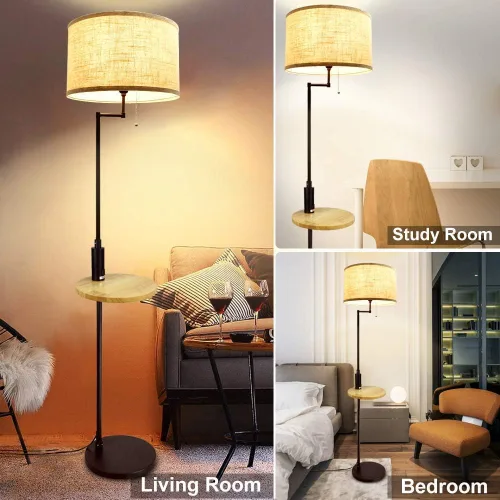 Miniatura 6 de DLLT - Lámpara de pie LED para sala de estar, luz de acento de pie con puerto de carga USB, ahorro de energía, iluminación de poste alto con mesa