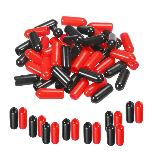 Miniatura 40 de MECCANIXITY 50 unids tapas de goma Surtido de 0.079 in PVC vinilo tornillo rosca protector para tornillo tornillo negro rojo