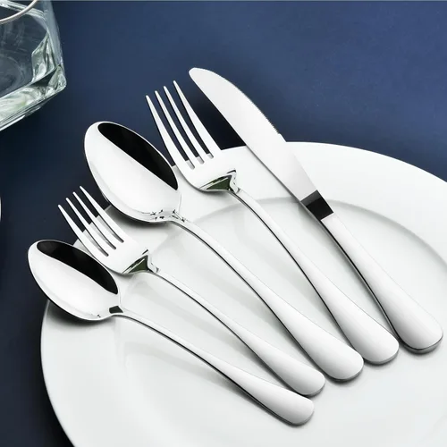 Miniatura 3 de Juego de cubiertos de 60 piezas para 12, cubiertos de acero inoxidable resistente, incluye cuchillo de carne, tenedor y cuchara, apto