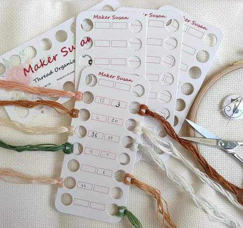 Miniatura 5 de Maker Susan Kits de punto de cruz para adultos y principiantes con patrón de días de primavera con aro de madera, tela DMC, hilos y agujas, tarjetas