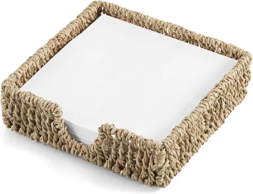Miniatura 15 de Servilletero para mesa, servilleteros de cuerda de papel tejida para servilletas de papel, servilleteros de mimbre para mesa de cocina, decoración