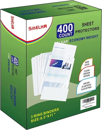 Protectores de hojas de 400 páginas, protector de página de 8.5" x 11" pulgadas, protectores de páginas de plástico transparente mejorados, para