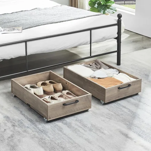 Miniatura 8 de TIOPGHAD Almacenamiento debajo de la cama con ruedas, paquete de 2 cajones organizadores de almacenamiento de zapatos debajo de la cama, organizador
