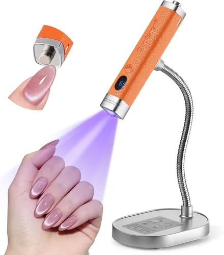Miniatura 10 de Quaferen Mini luz UV de mano para uñas de gel con soporte, lámpara de uñas recargable de curación flash con sensor automático, imán de ojo de gato