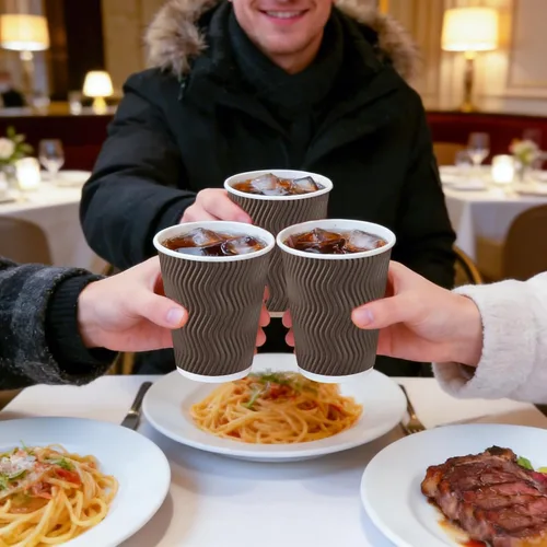 Miniatura 6 de BYSNOW Paquete de 150 tazas de café de 10 onzas, vasos de papel desechables, pared ondulada aislada para bebidas calientes o bebidas frías