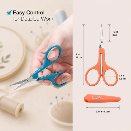 Miniatura 2 de Beaditive Juego de tijeras para detalles de alta precisión (2 piezas) puntas afiladas y finas, corte de papel, álbumes de recortes, costura