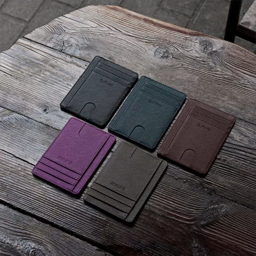 Miniatura 5 de Buffway - Billetera delgada minimalista de cuero con protección RFID para hombre y mujer