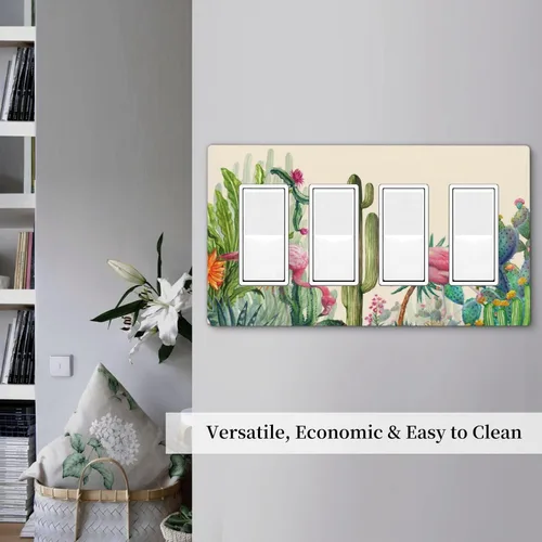 Miniatura 205 de Cubiertas de placa de pared de 3 gang con interruptor de luz de triple palanca, en negro y dorado con esplendor de oro rosa, estampado floral