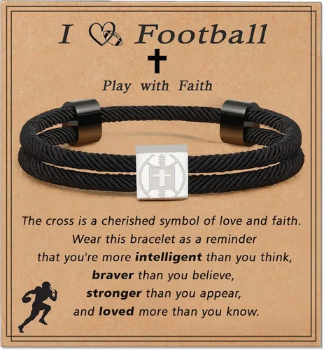 Miniatura 10 de Pulsera cruz de béisbol/fútbol/baloncesto/fútbol americano de Lydow para graduación, para niños, hombres, hijos, jugadores, equipo, amantes, nietos