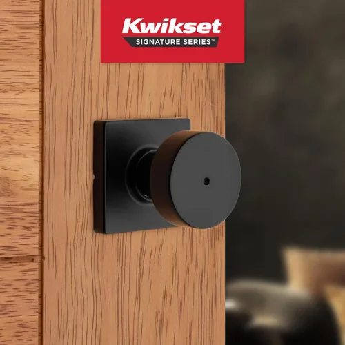 Miniatura 2 de Kwikset Pismo Manija de privacidad para puerta, para interiores, con cerradura, sin llave, con protección Microban, para baño y dormitorio, negro