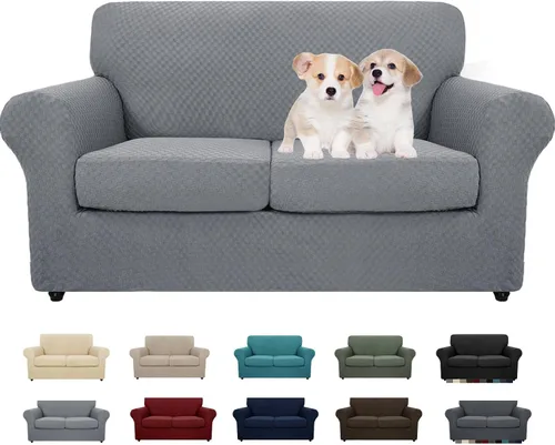 Miniatura 22 de MAXIJIN funda para sofá de 4 piezas, para sofás de 3 plazas, muy elástica, no se desliza, para perros, para mascotas, protector elástico de muebles