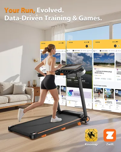 Miniatura 9 de Cinta de correr plegable para el hogar con inclinación, pantalla LED doble extragrande, velocidad máxima de 8.5 MPH, altavoz Bluetooth, capacidad