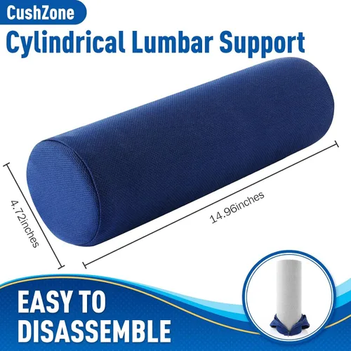 Miniatura 2 de CushZone Cojín de Asiento, Almohada de Soporte de Rollo Lumbar para Silla de Oficina, Automóvil, Silla de Juegos, Cojín de Respaldo de Espuma Azul