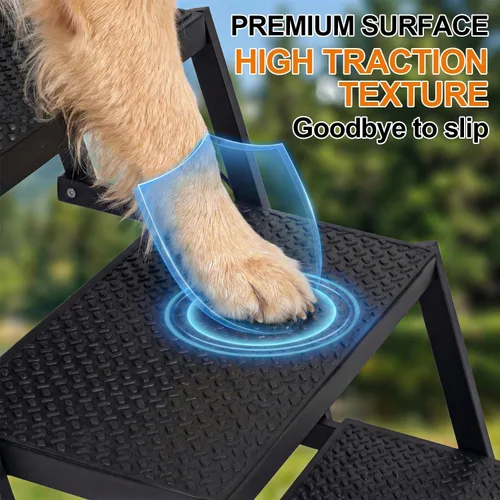 Miniatura 5 de Escalones para perros para automóvil, camión, SUV, rampas para perros con superficie de alta tracción, escaleras portátiles impermeables para perros
