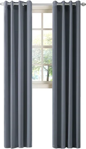 Miniatura 74 de LA PALMA Cortinas opacas con aislamiento térmico y ojales, para sala de estar, dormitorio, paquete de 2 paneles